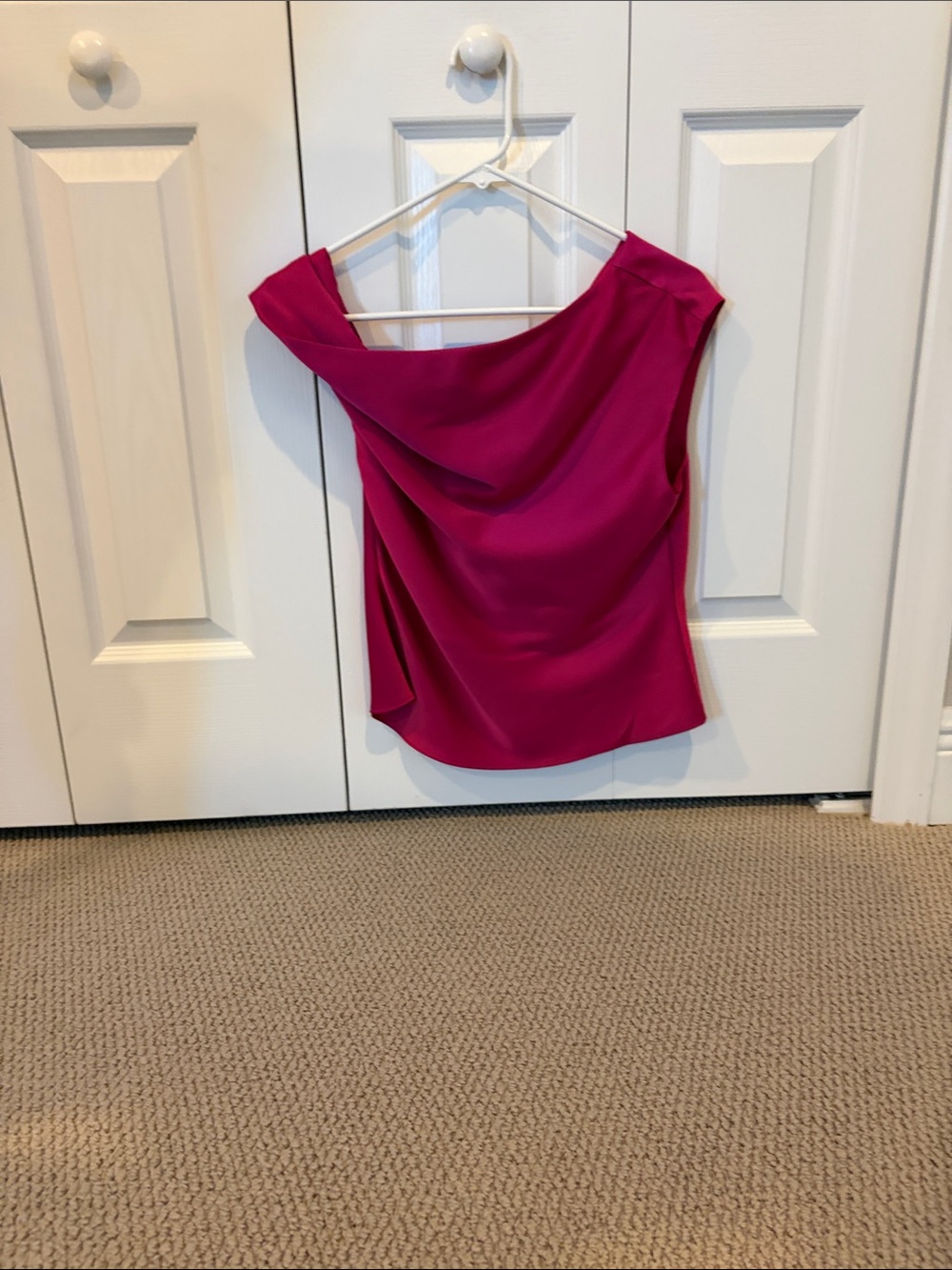 Wayf Magenta Draped Sleeveless Blouse